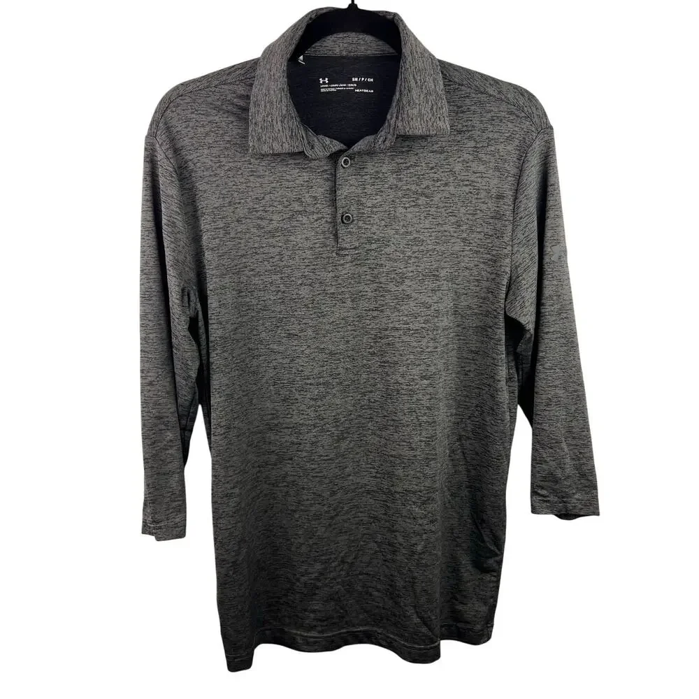 Under Armour HeatGear Polo, Gray, Polyester Blend, Athletic Golf Shirt